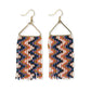 Whitney Wavy Beaded Fringe Earrings by Ink + Alloy in Citron & Coral