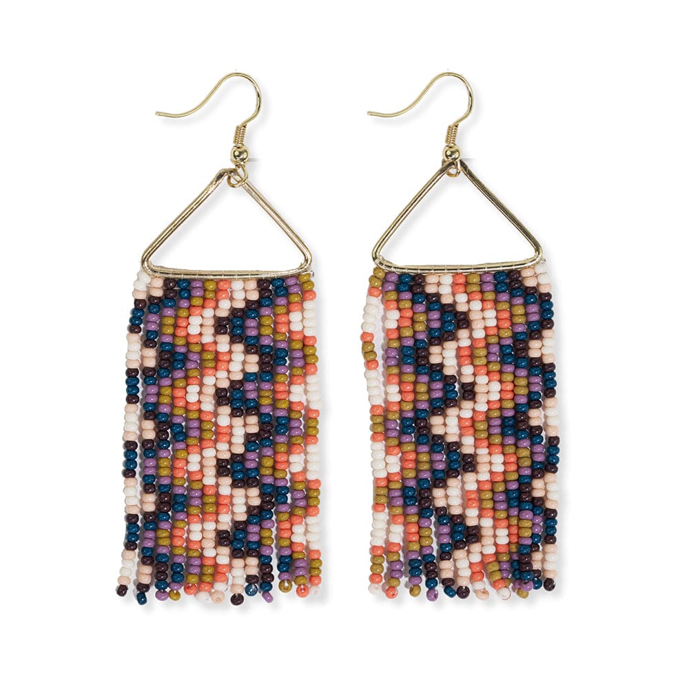 Whitney Wavy Beaded Fringe Earrings by Ink + Alloy in Citron & Coral