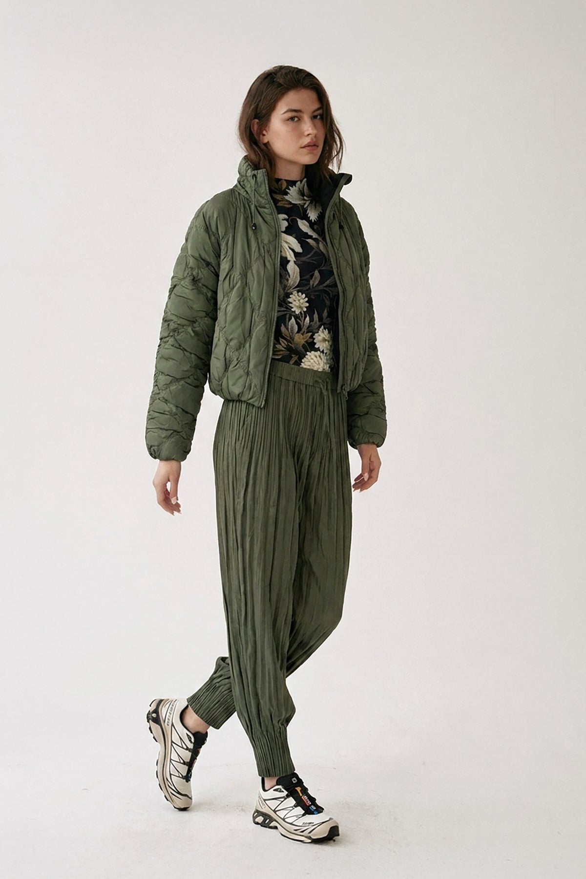 Cloudia Quilted Jacket by Wild Cosmos in Olive