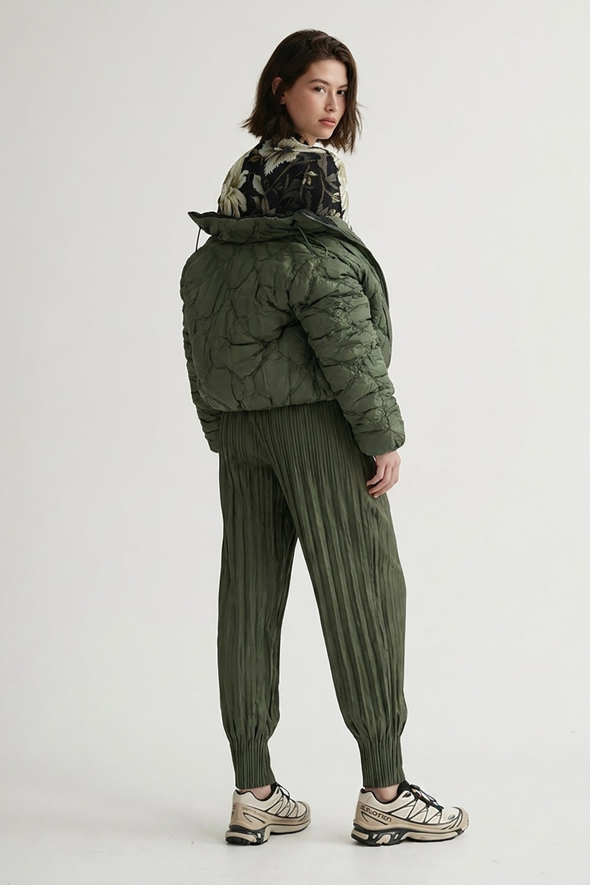 Cloudia Quilted Jacket by Wild Cosmos in Olive