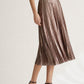 Esther Metallic Midi Skirt by Wild Cosmos in Rose Gold