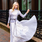 Diana Arabesque Pleated Skirt by Wild Cosmos in Ice Grey