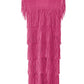Kayla Fringe Plisse Satin Dress by Wild Cosmos in Hot Pink
