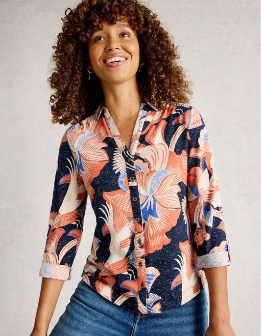 Annie Printed Sparkle Top by White Stuff in Navy Print