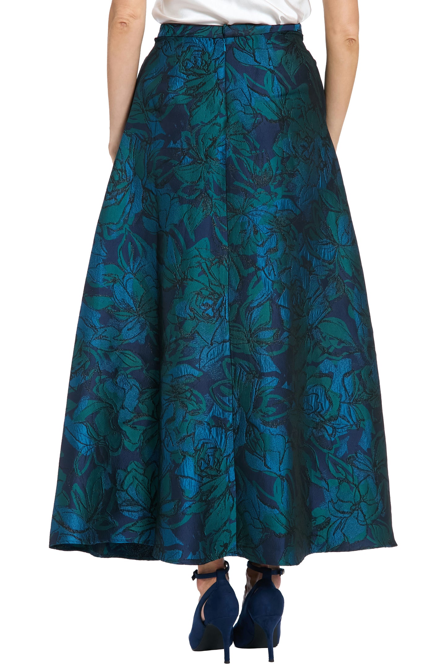 Brocade Jacquard Ball Gown Skirt by Muse in Ocean Blue