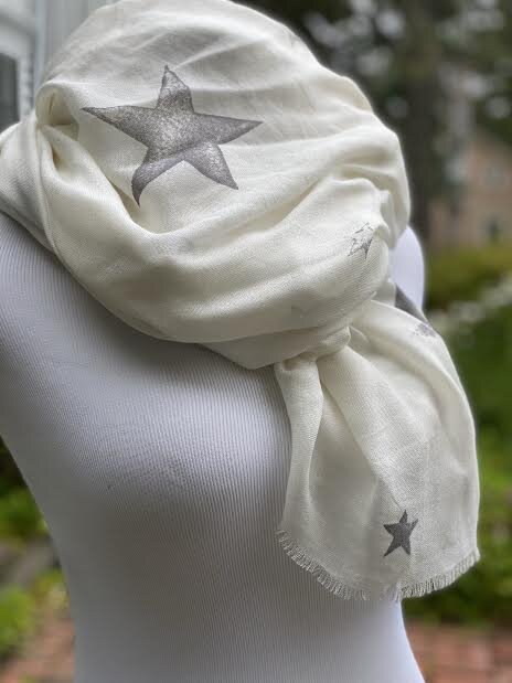 Tissue Solid Print Star Scarf by Blue Pacific in Cloud