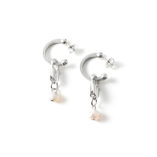 Havane Earrings by Anne-Marie Chagnon in Pewter and Quartz