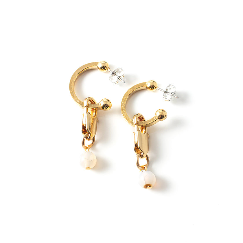 Havane Earrings by Anne-Marie Chagnon in Shiny Gold and Quartz
