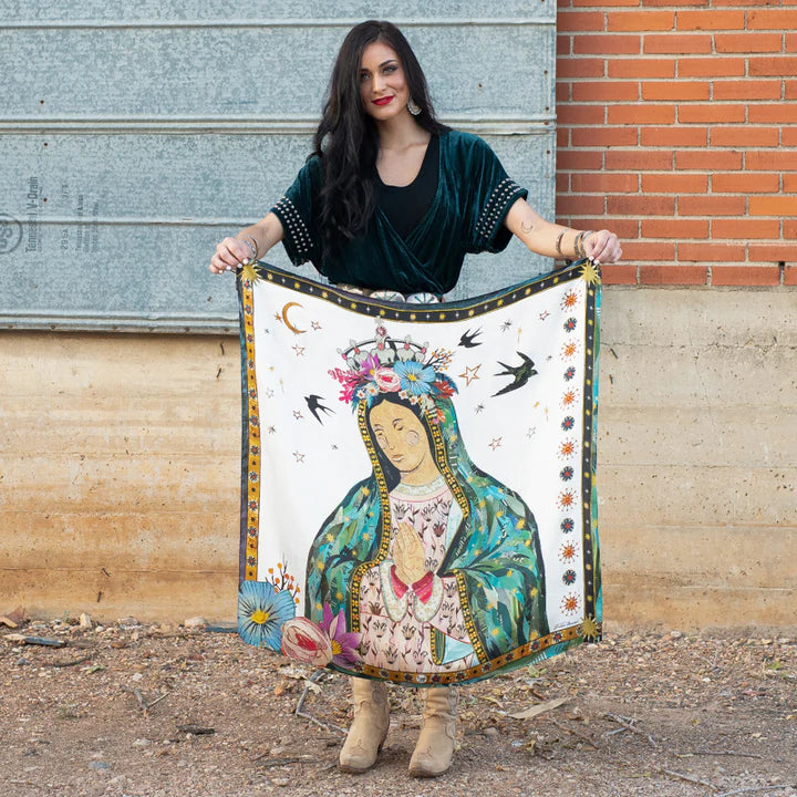 Lady of Guadalupe Scarf by Fringe Scarves in Off White