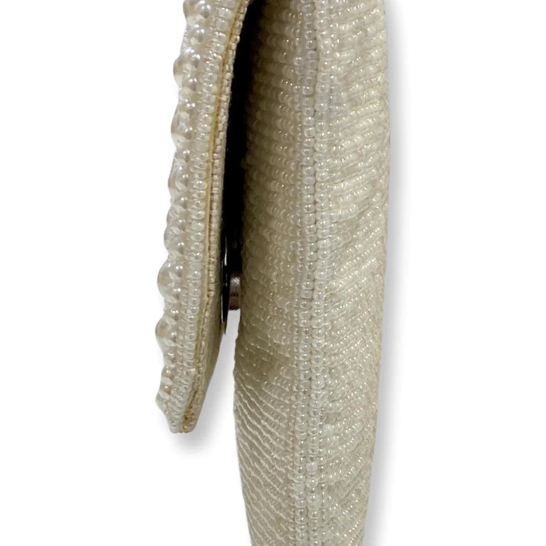 Ivory Pearl Clutch with Beaded Strap by David Jeffery