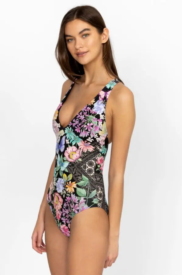 Black Butterfly Cross Back One Piece by Johnny Was