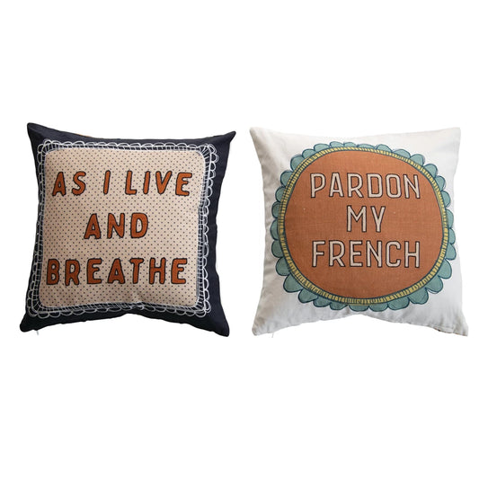 Embroidered Printed Pillow by Creative Co-Op