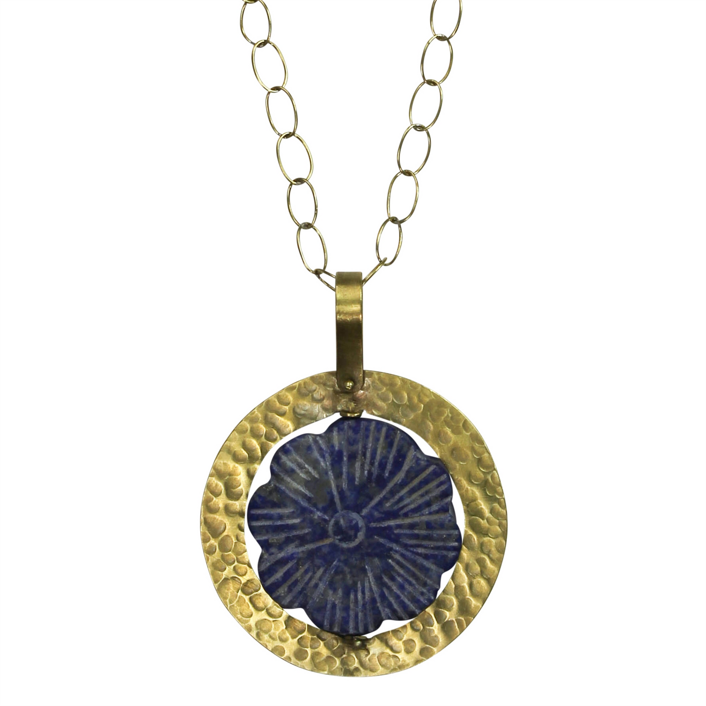 Aster Pendant by Homart in Lapis Flower and Brass
