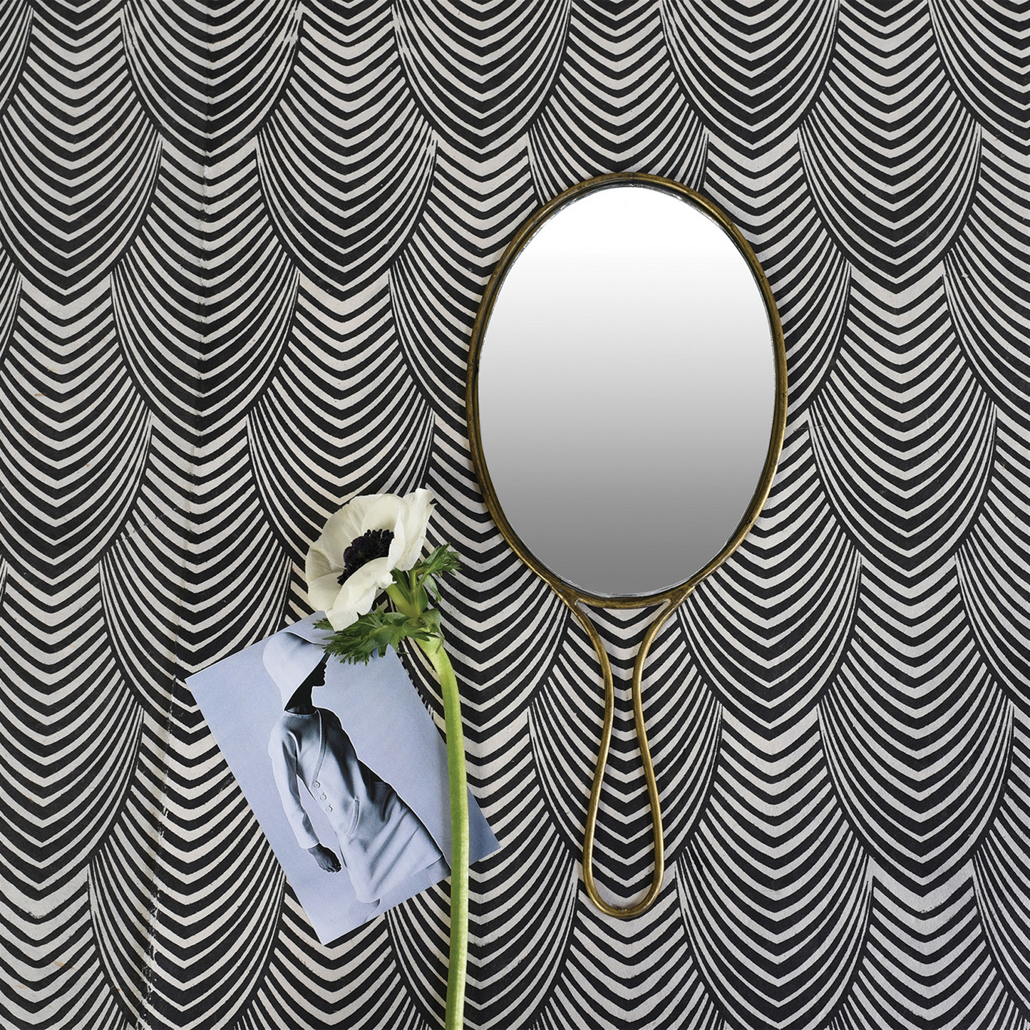 Lena Oval Hand Mirror by Homart in Brass